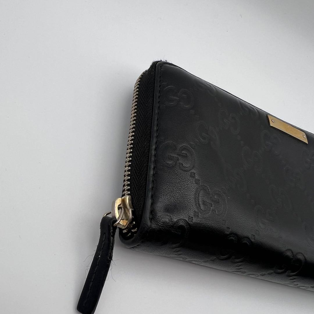 Gucci GUCCI Long Wallet Round Zipper GG Embossed Plate Logo