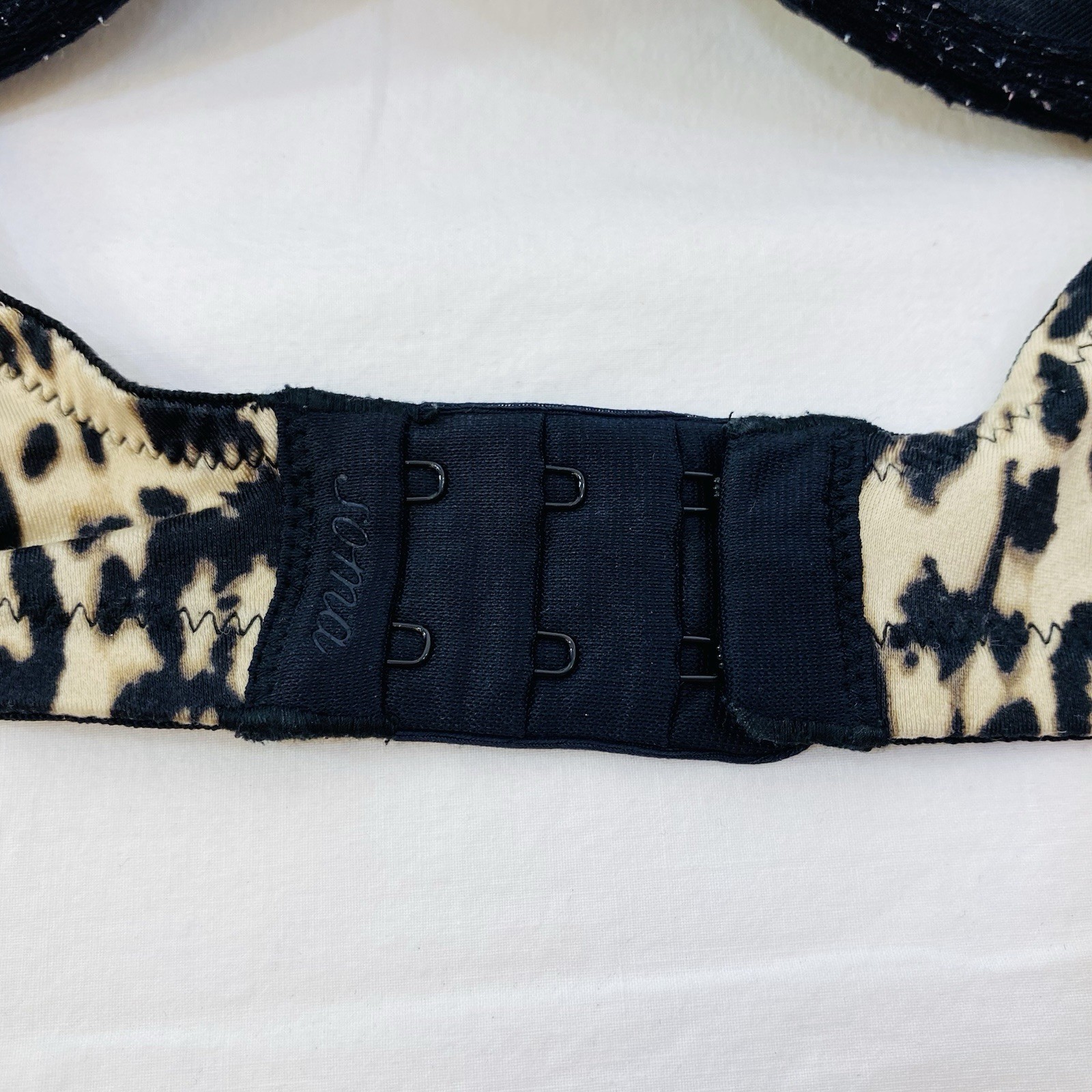 Soma Classic Lara Leopard Print Black Lace Trim Full Coverage Padded Bra 38C