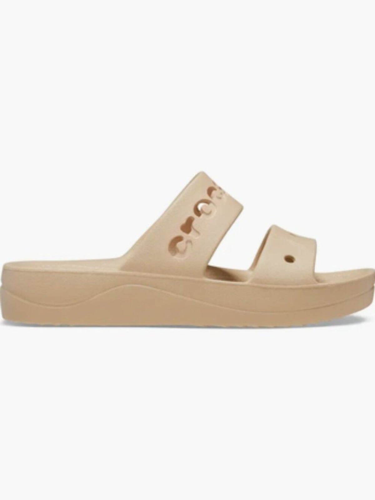 CROCS Baya Platform Slide Sandal Double Two Strap Wedge Chai Tan Beige Sz 7 NEW