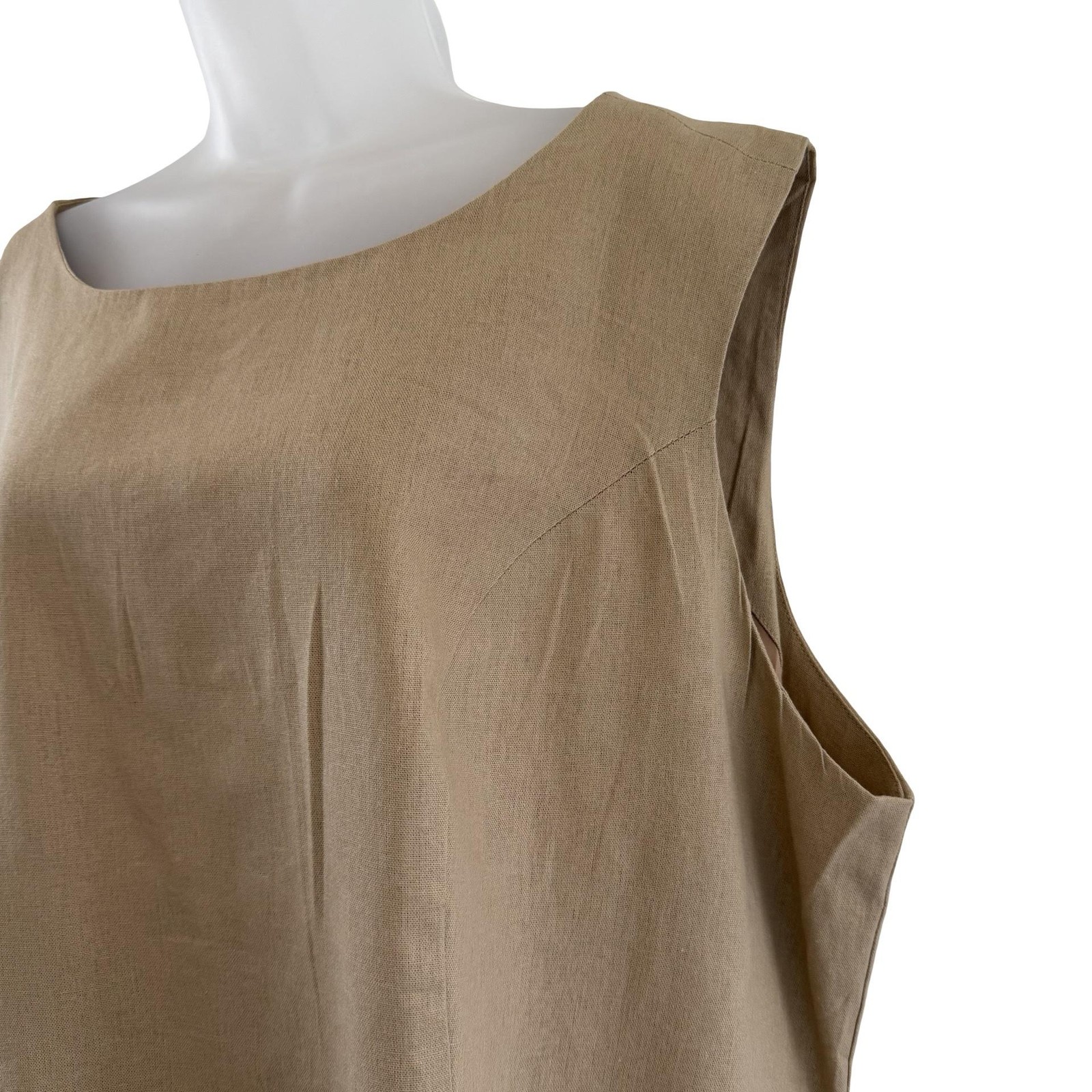 Jessica London 2 Piece Linen Blend Capri Set Womens 26W Beige Tan Belted Cropped