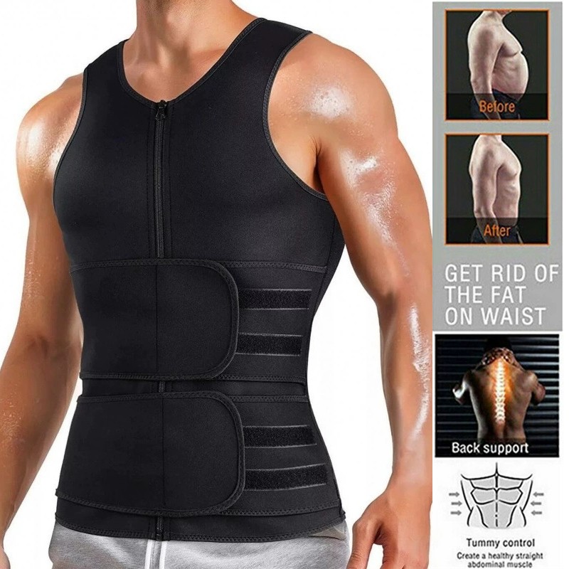 Mens Slimming Body Shaper Belly Chest Compression Vest Girdle T-Shirt Tank Top