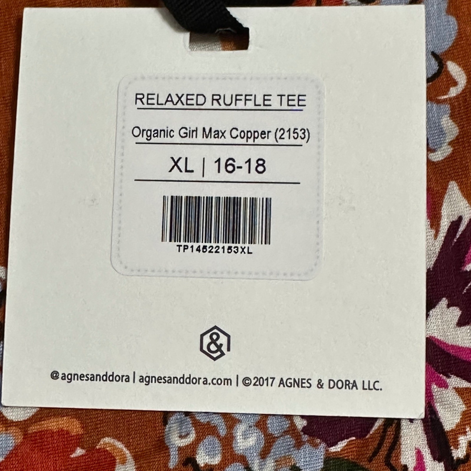 Agnes & Dora Relaxed Ruffle Tee Floral Peplum Top Organic Girl Max Copper NWT XL