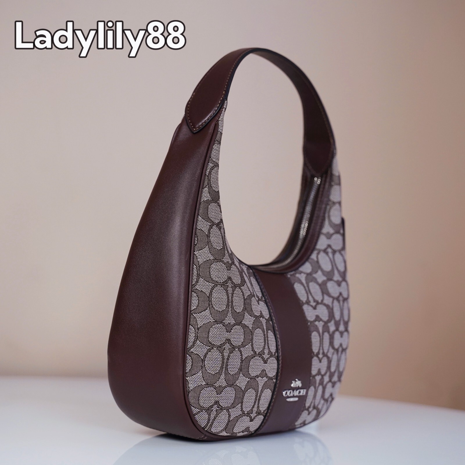 NWT Coach CV001 Carmen Shoulder Bag In Signature Jacquard Smooth Leather $350
