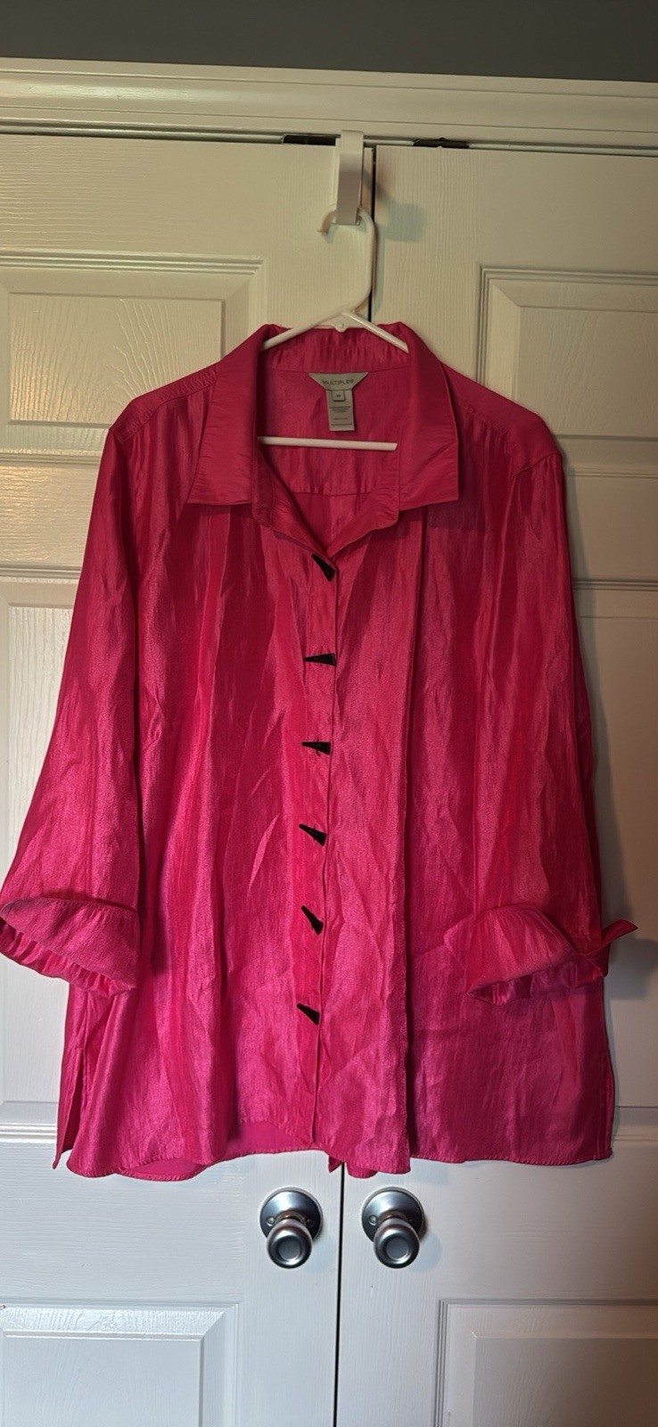 EUC Multiples Brand Plus Women’s Shackedt Jacket Shirt 2x Pink Fuschia Toggle
