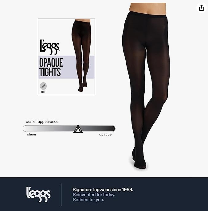 50 pack – Leggs Opaque Tights Large Black 60 Denier Soft Nylon Spandex New