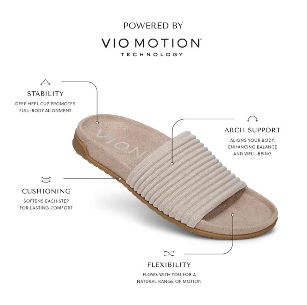 Vionic Evie Knit Slide Sandals Women’s Cream Orthotic Comfort Slip On