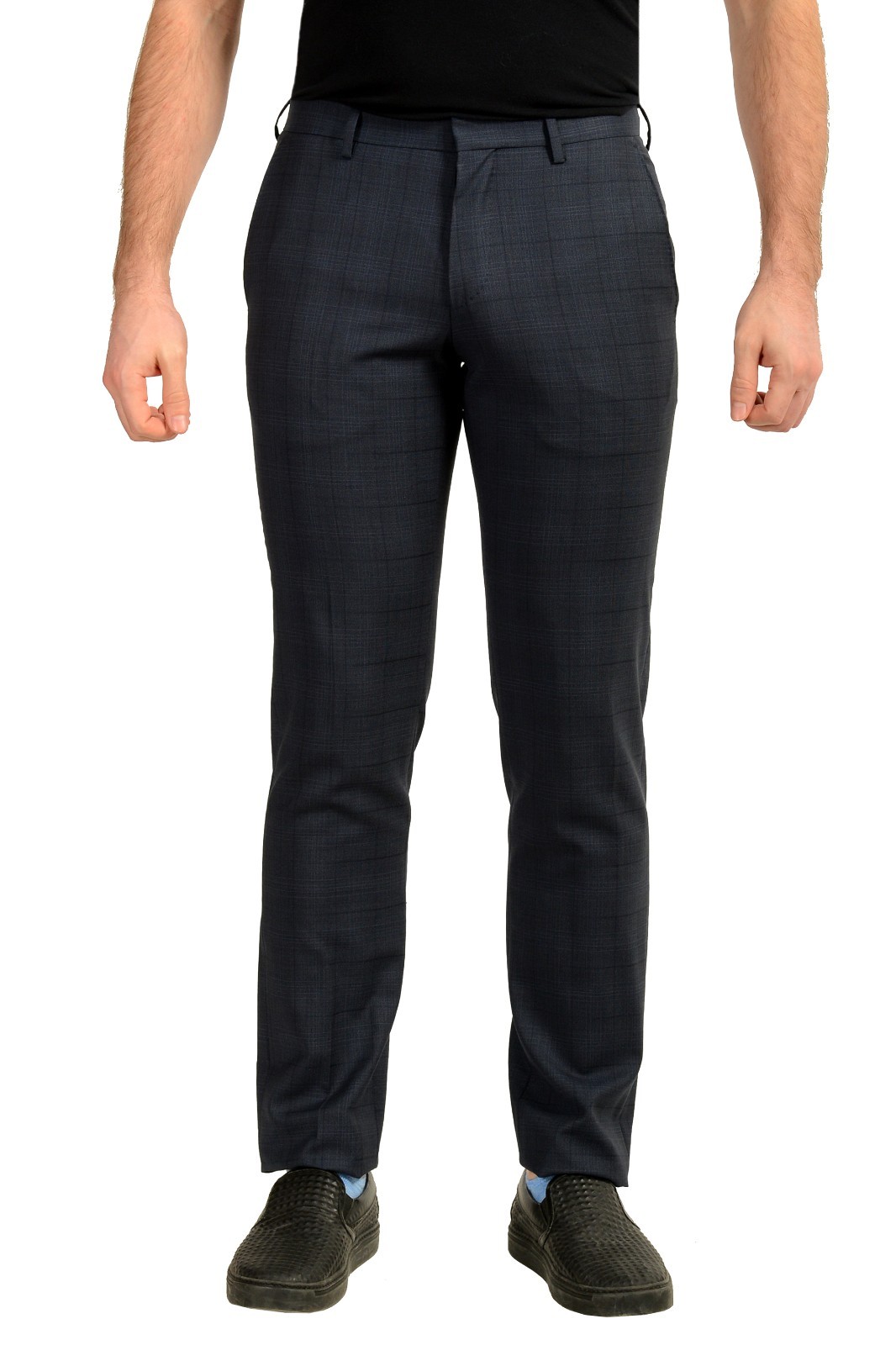 Hugo Boss Men’s “Genesis3” 100% Wool Blue Plaid Dress Pants US 30R IT 46R