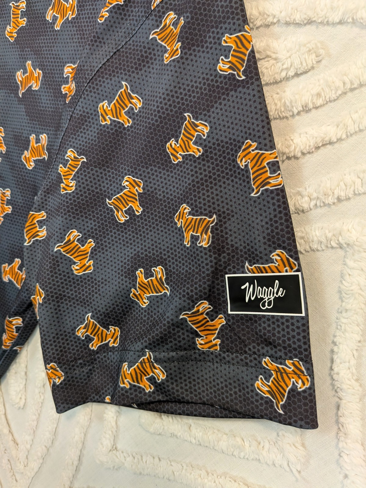 Waggle The Goat Polo Shirt Tiger Mens Medium Black Orange Performance