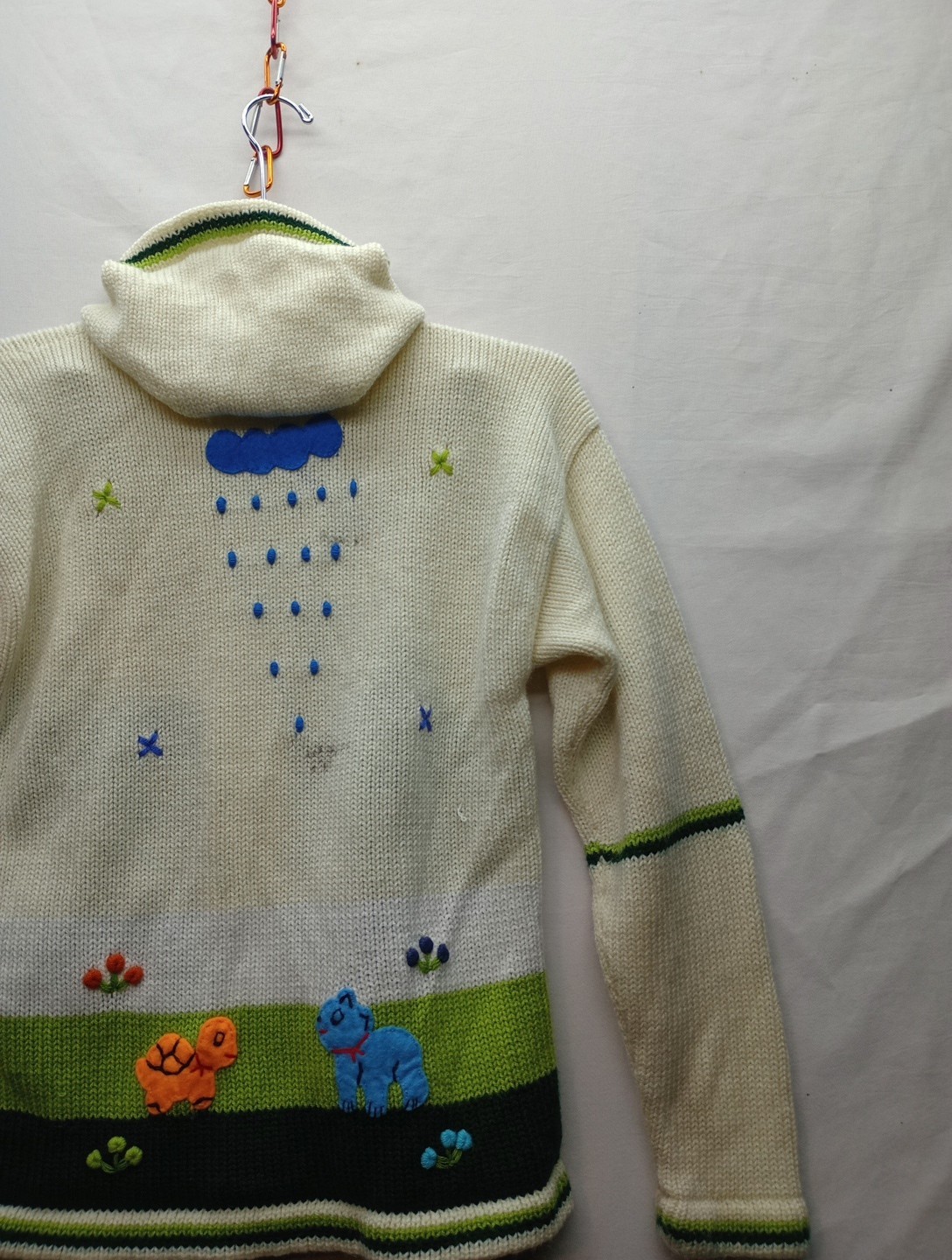 Childrens Unisex Handmade Full Zip Up Sweater Measurements In Pictures