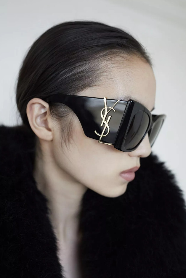 Saint Laurent SL M119 BLAZE-001 Black Gold YSL LOGO Cat Eye AUTHENTIC Sunglasses