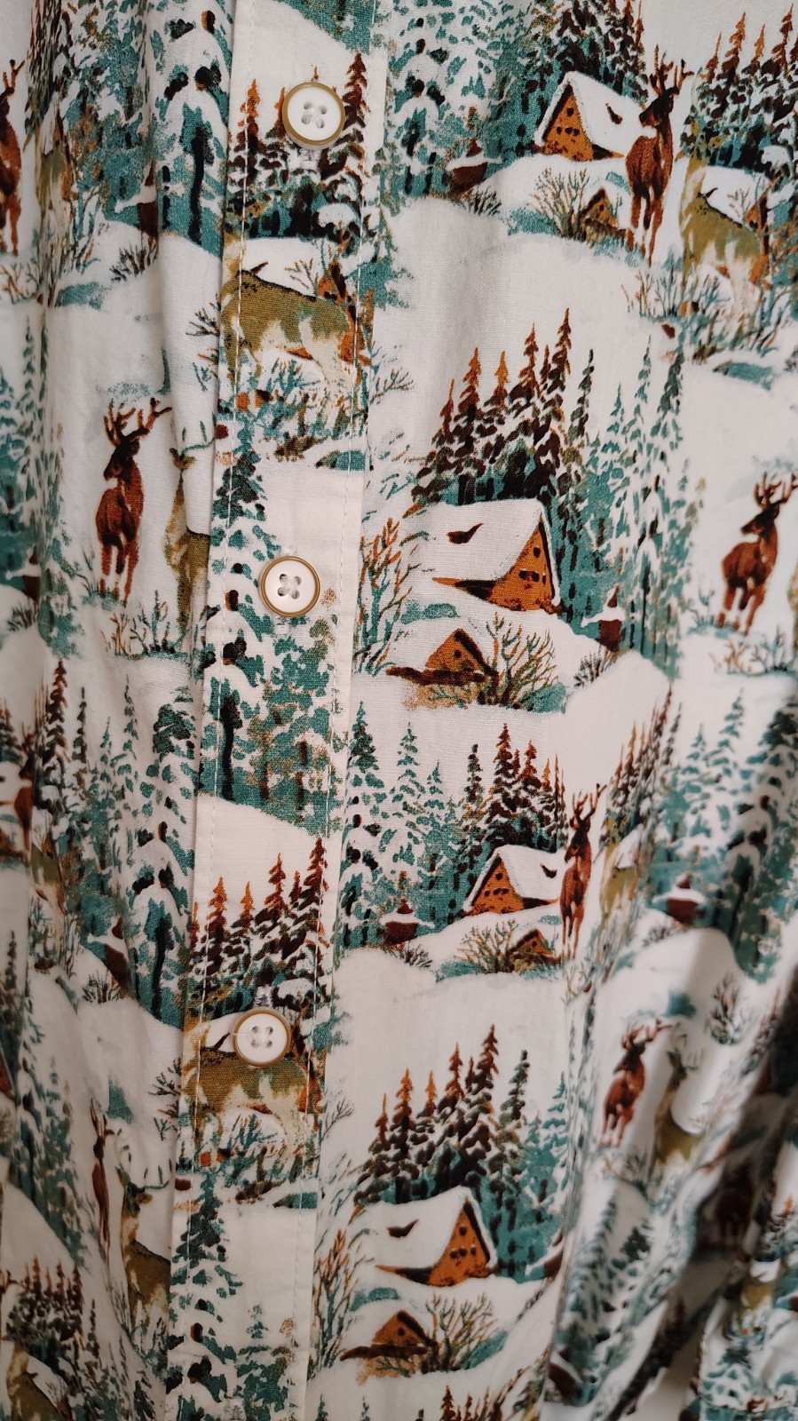 Denim & Flower Ricky Singh Happy Holidays Mens Shirt Size Medium Snow Scene