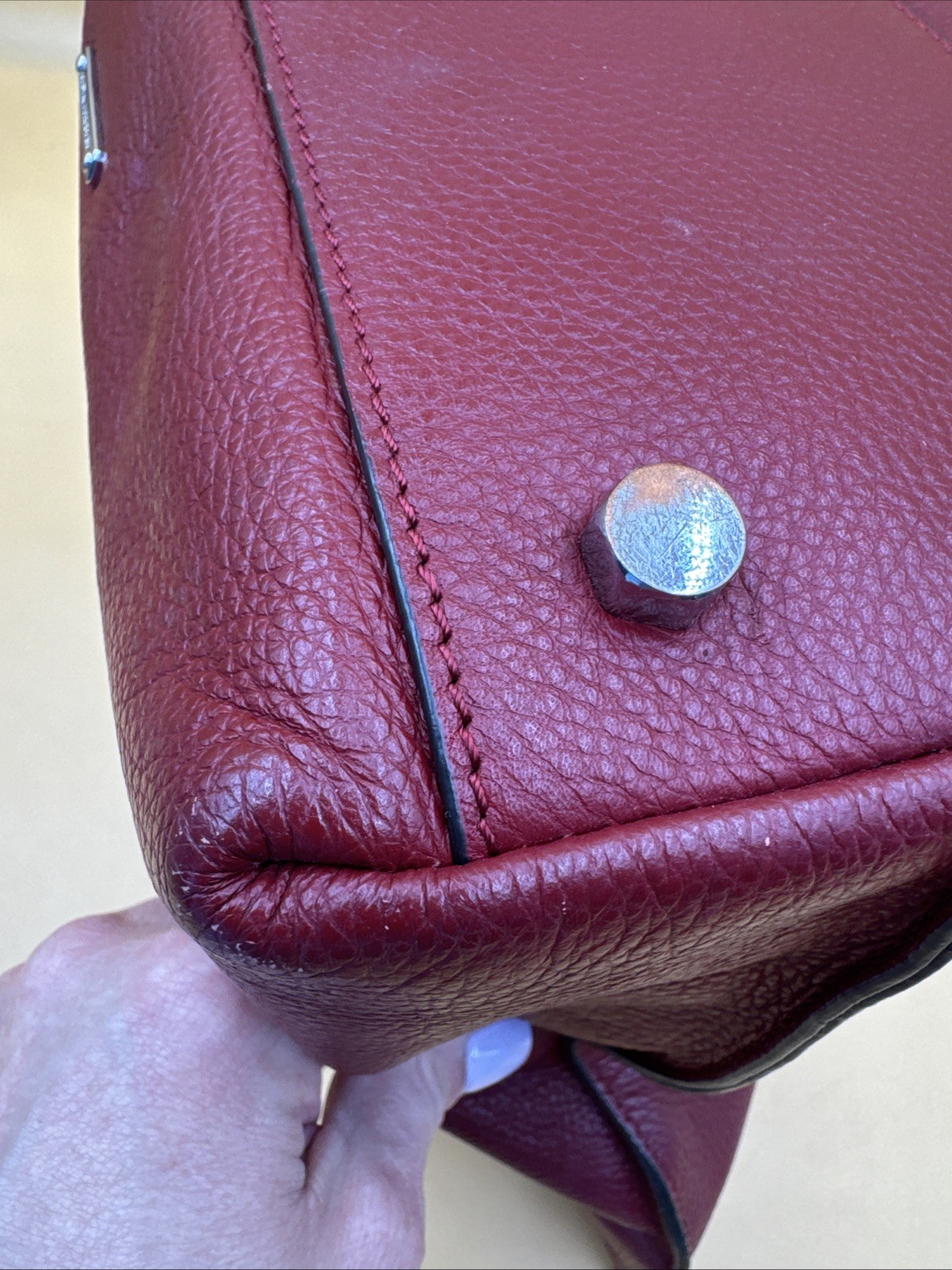 Rebecca Minkoff Red Leather Shoulder Bag Bottom Studs Sliver Hardware