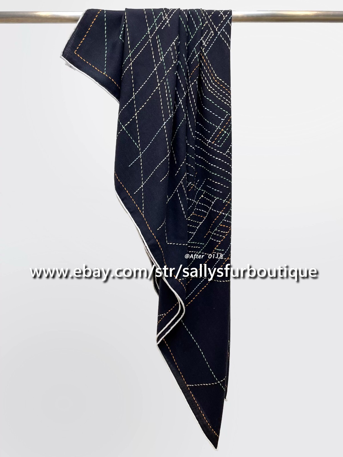 80% Cashmere & 20% Silk Wrap Scarf House Stripes Print Square Shawl 53″