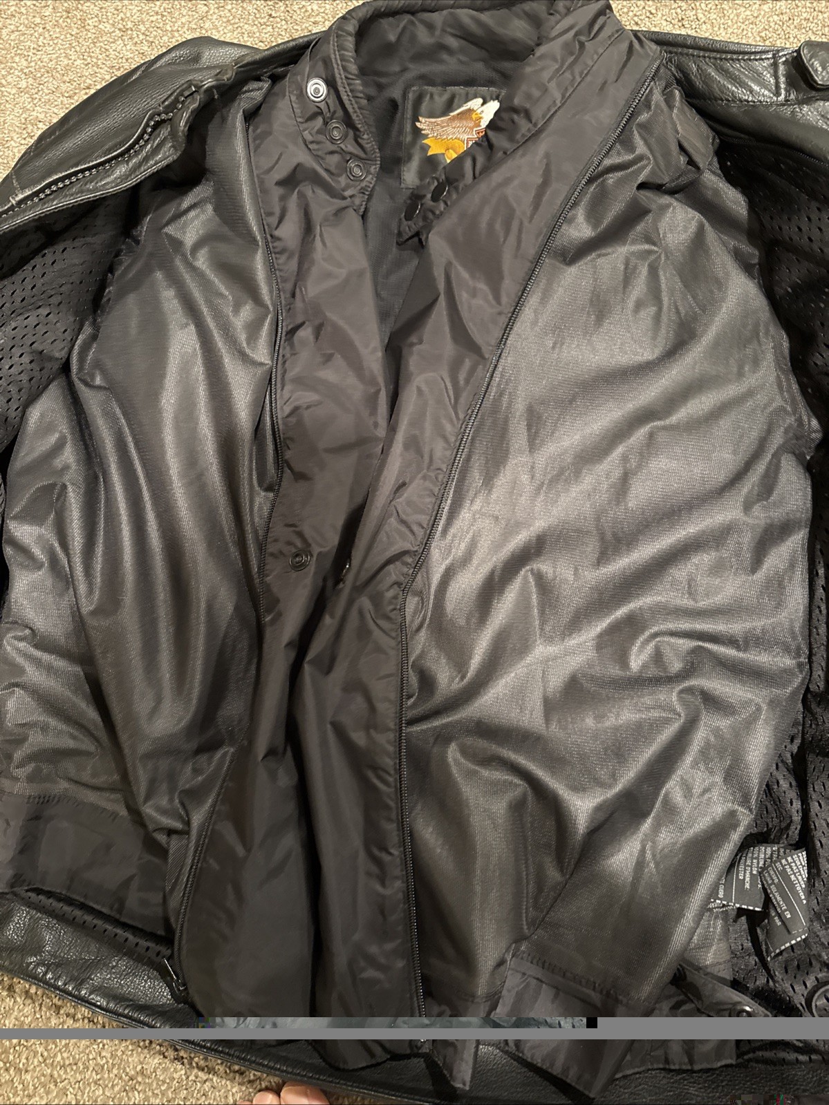 Harley Davidson FXRG Jacket Black Leather Men’s 98508-99VM Size Large w/ Liner