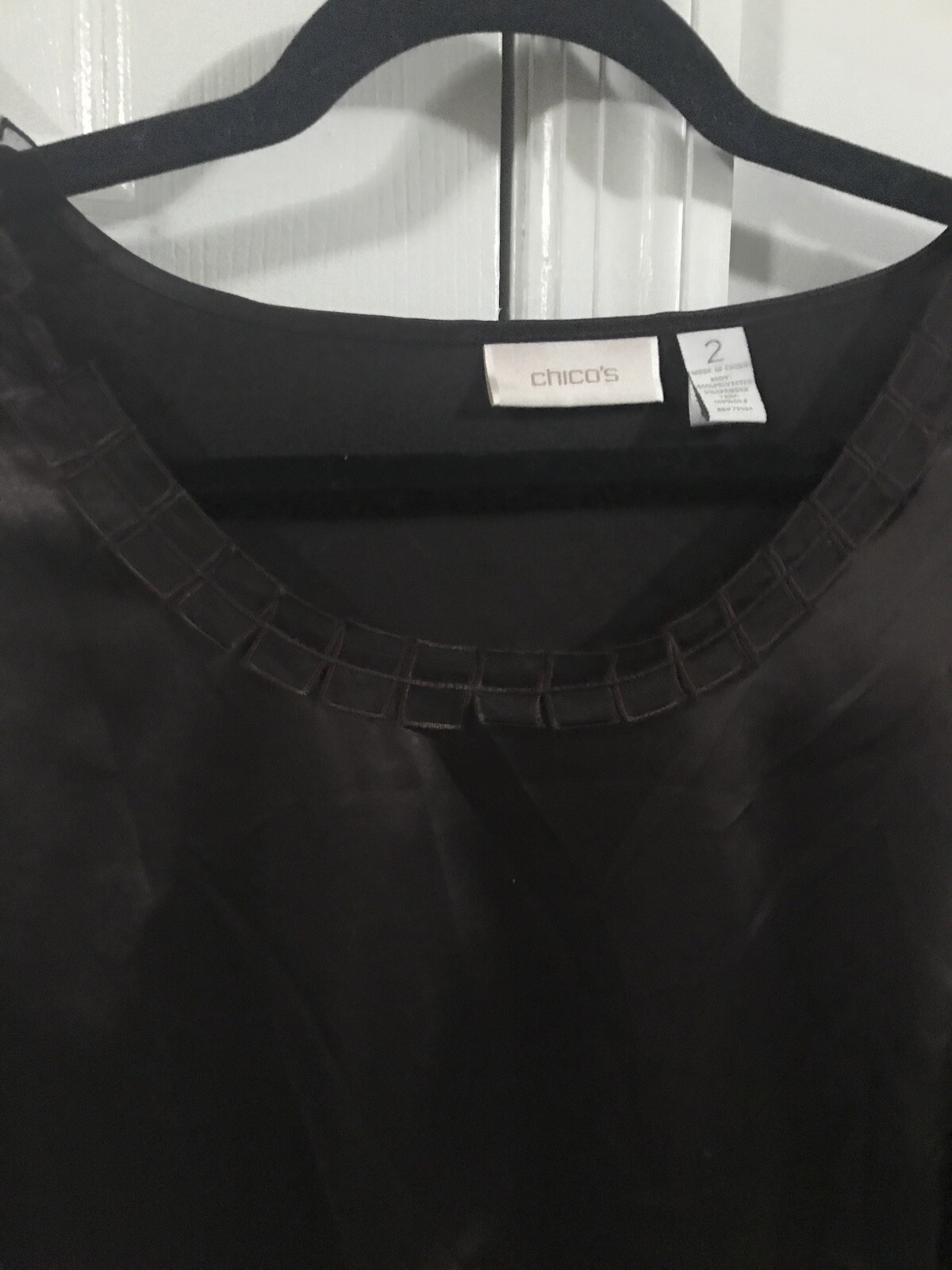 Chico’s Women’s Long Sleeve Brown Silky- Look Polyester Spandex Top Size 2