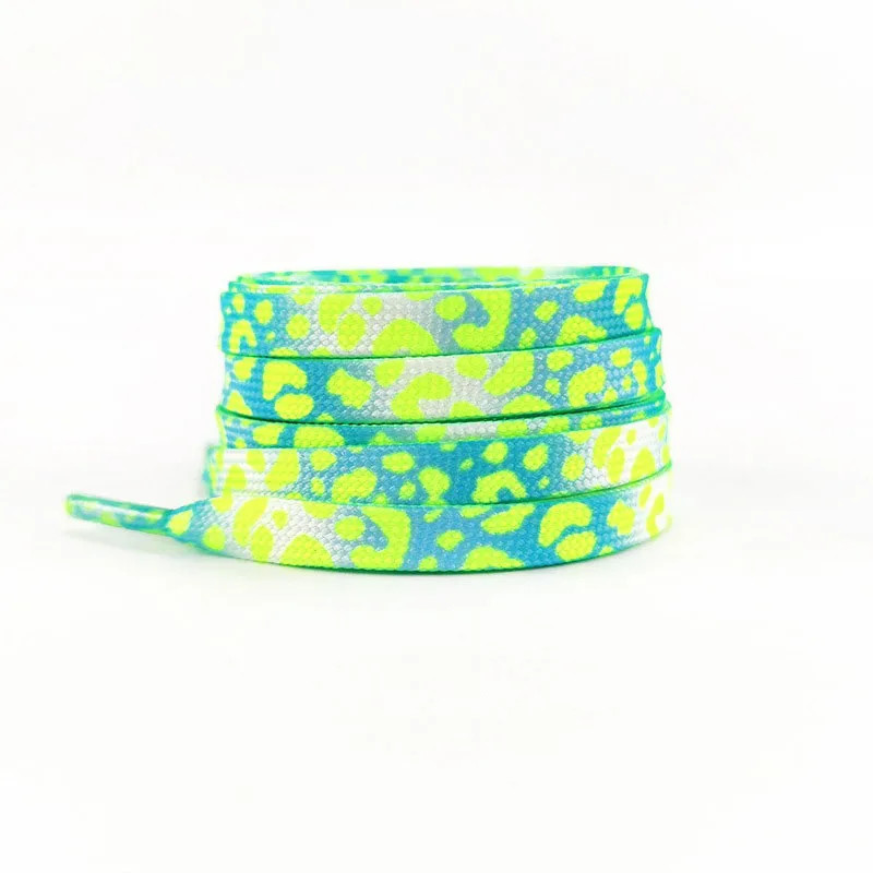 Fashion Flat Shoelaces for Sneakers Color Leopard Print Tie-dye Gradient Shoelac