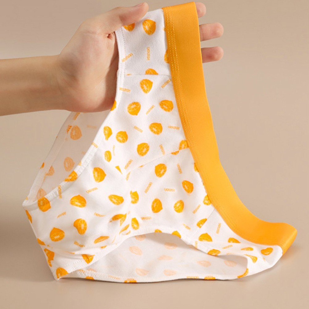 Men Breathable Cotton Briefs Underwear Mid Rise with Classic Printed Print