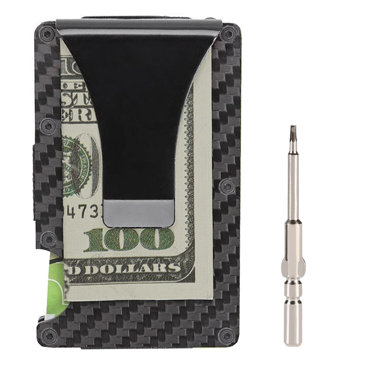 RFID Blocking Carbon Fiber Wallet Slim Money Clip Credit Card Holder Minimalist