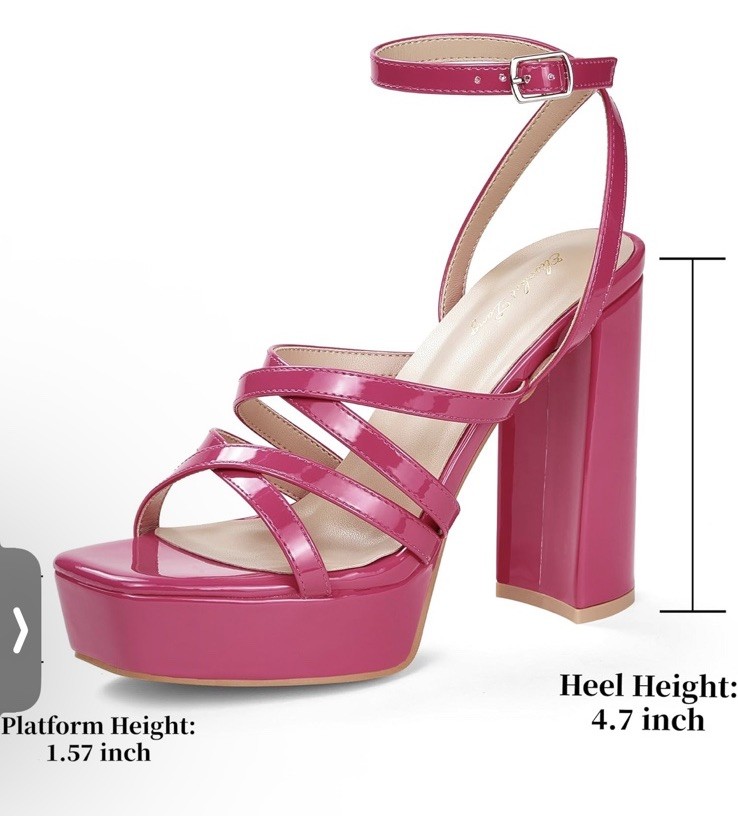 Elisabet Tang Chunky Platform High Heels Sandals for Women Size 7 4.7 inch