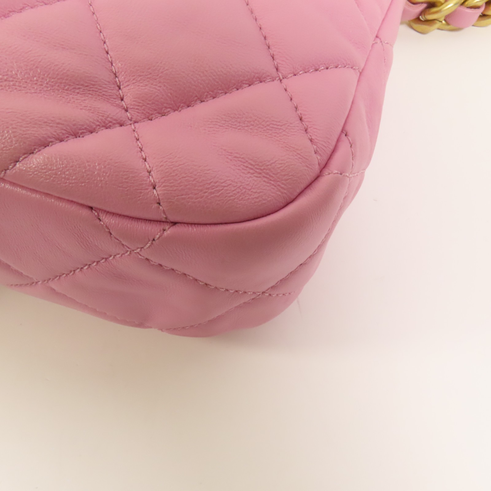 CHANEL CC GHW Chain Shoulder Bag Lambskin Leather Pink