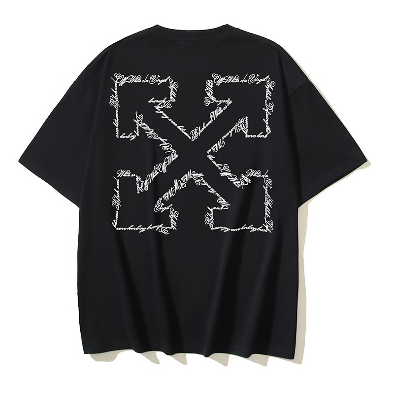 Off White Black White Logo Streetwear Graphic Shirt