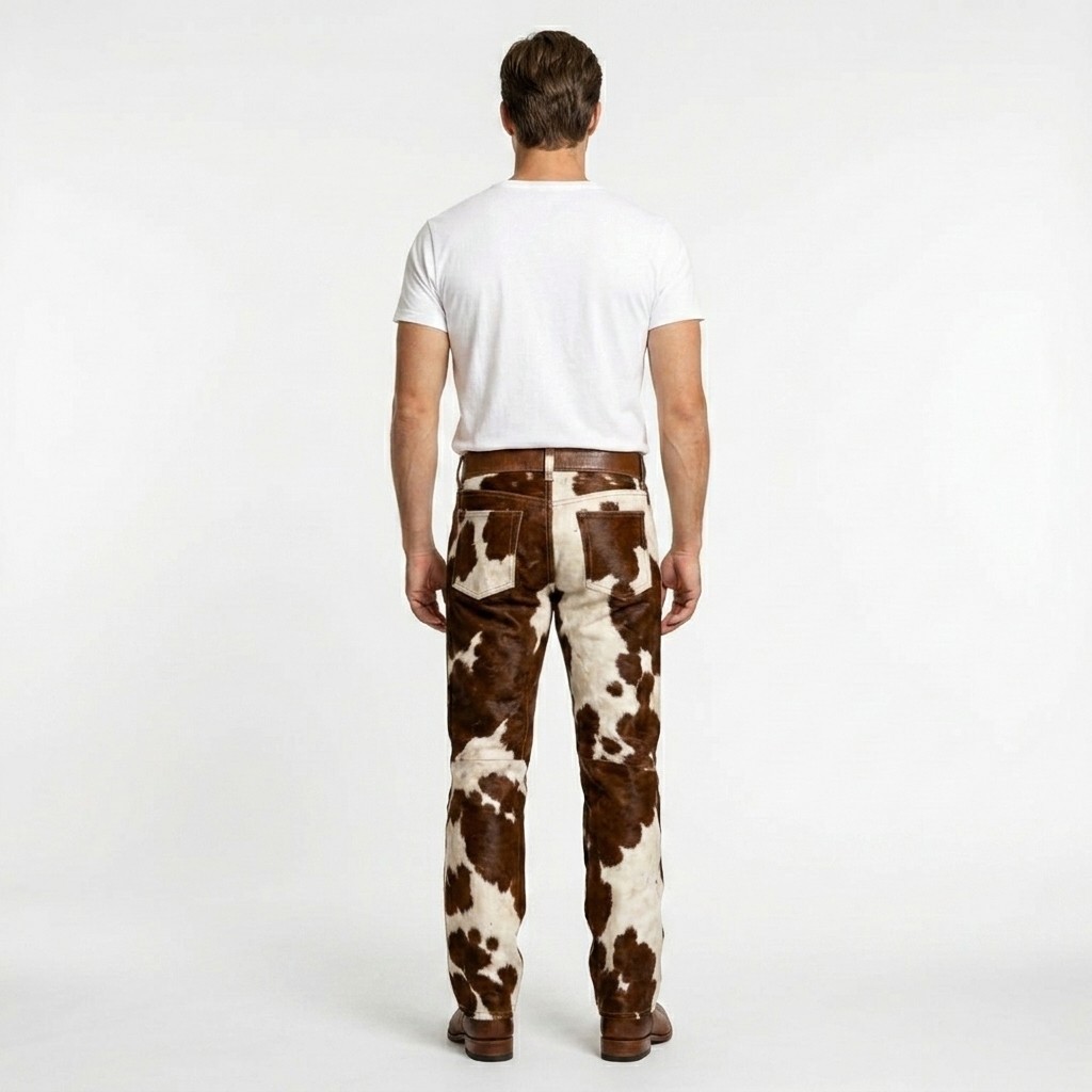 Men’s Genuine Hair-On Cowhide Pants – Western Style Leather Wear