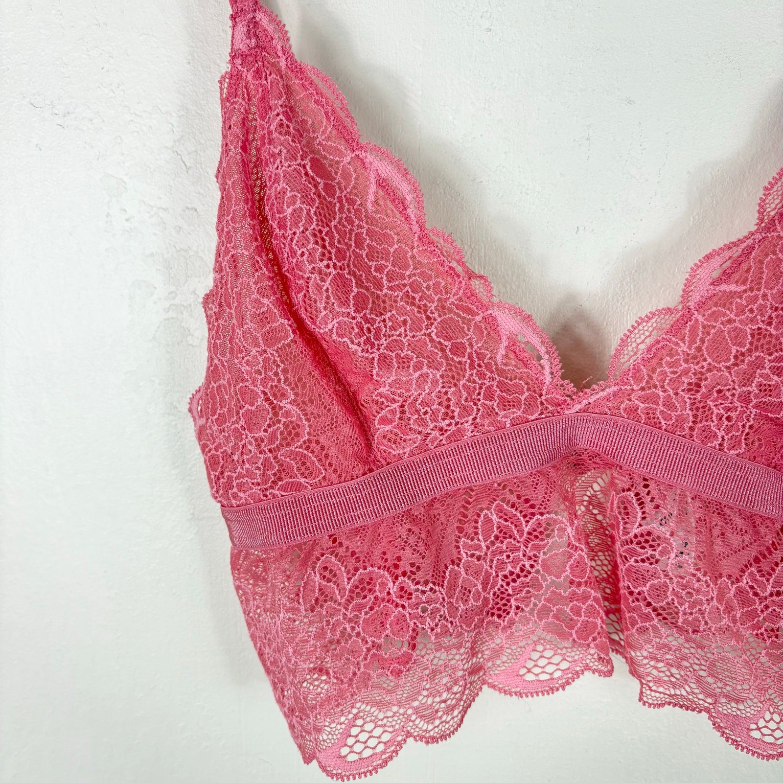Madewell Unlined Wireless Stretch Lace Liana Longline Bralette in Pink