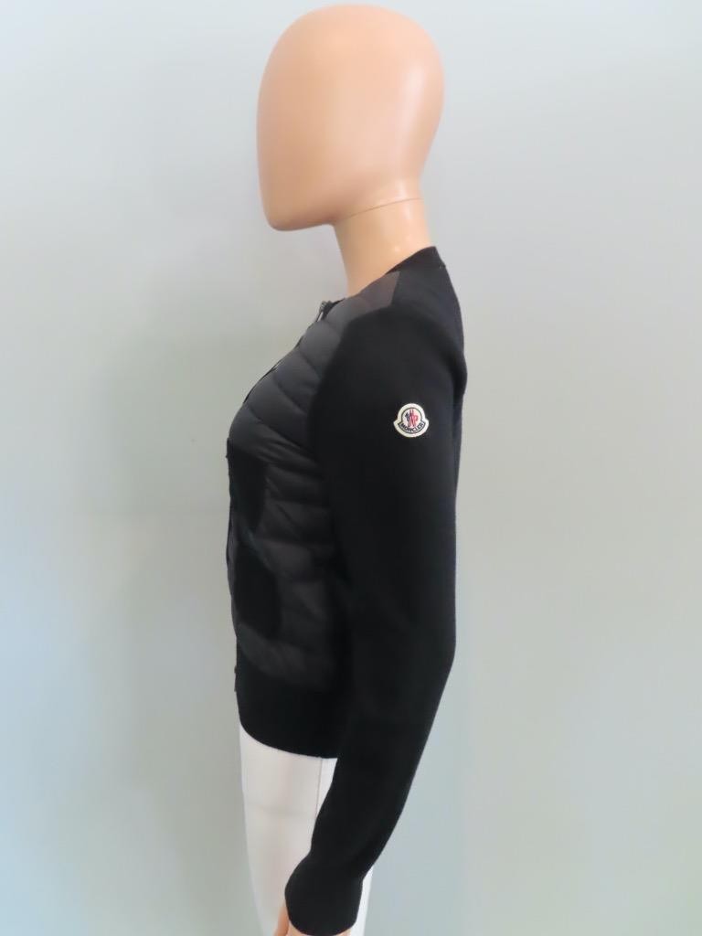 Moncler Black Cardigan Tricot Thin Down Puffer Jacket Size XS