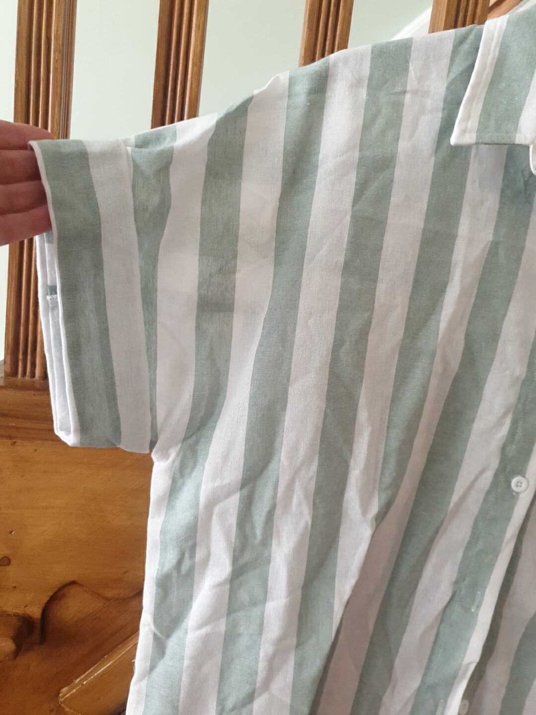 Button Up Green Striped Shirt – Loose Casual Top – Size XXL/18 -BNNT- RRP £20.99