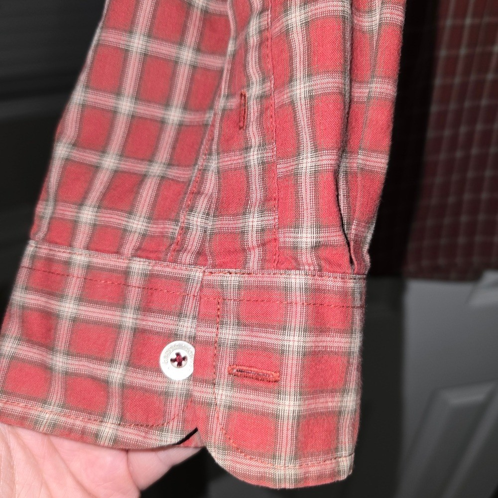 Haggar Forever New Men’s Red, Brown, Tan Plaid Shirt Size XLarge