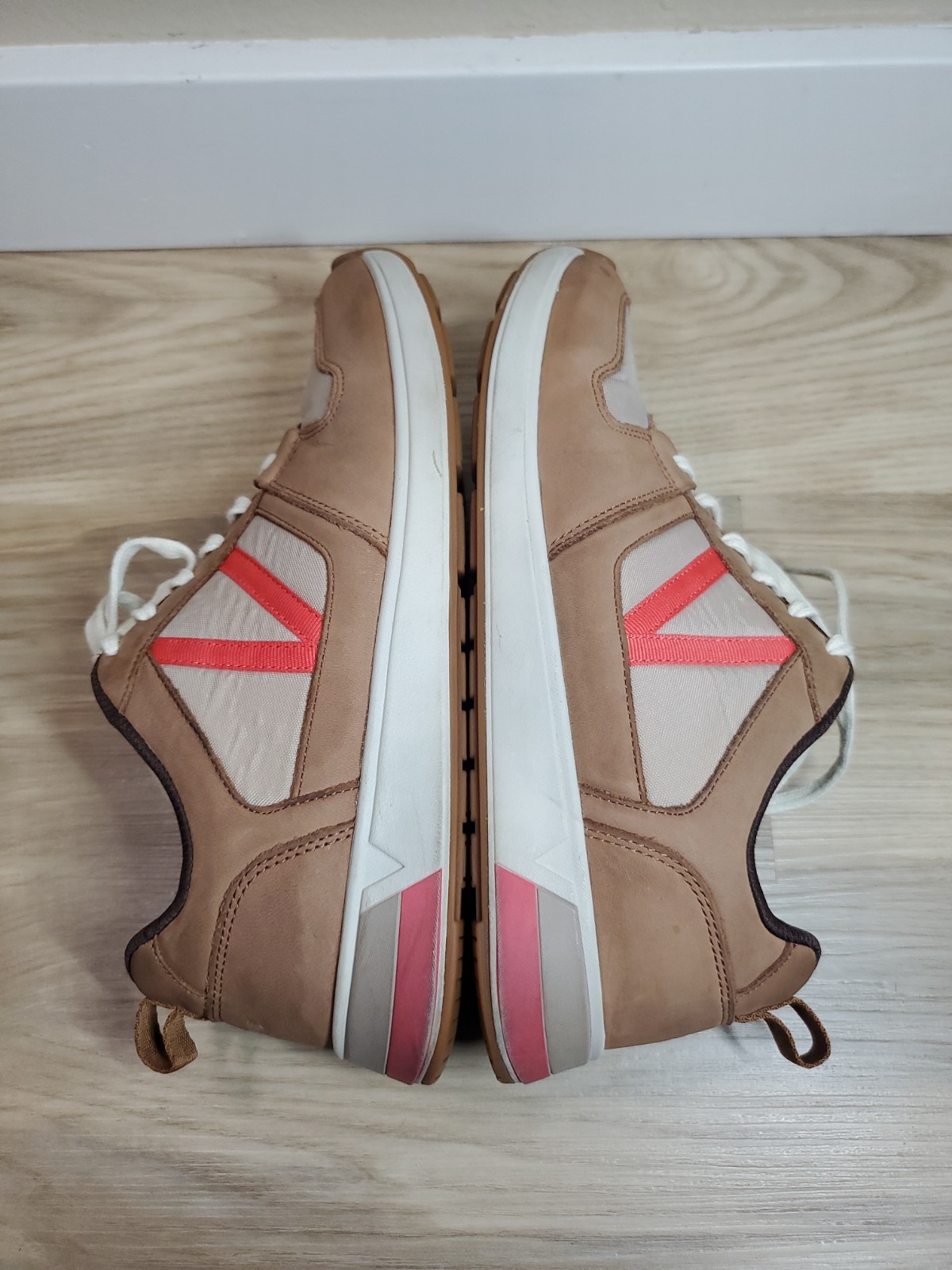Vionic Rechelle Suede Nylon Womens Sneaker Brown Coral Size 9