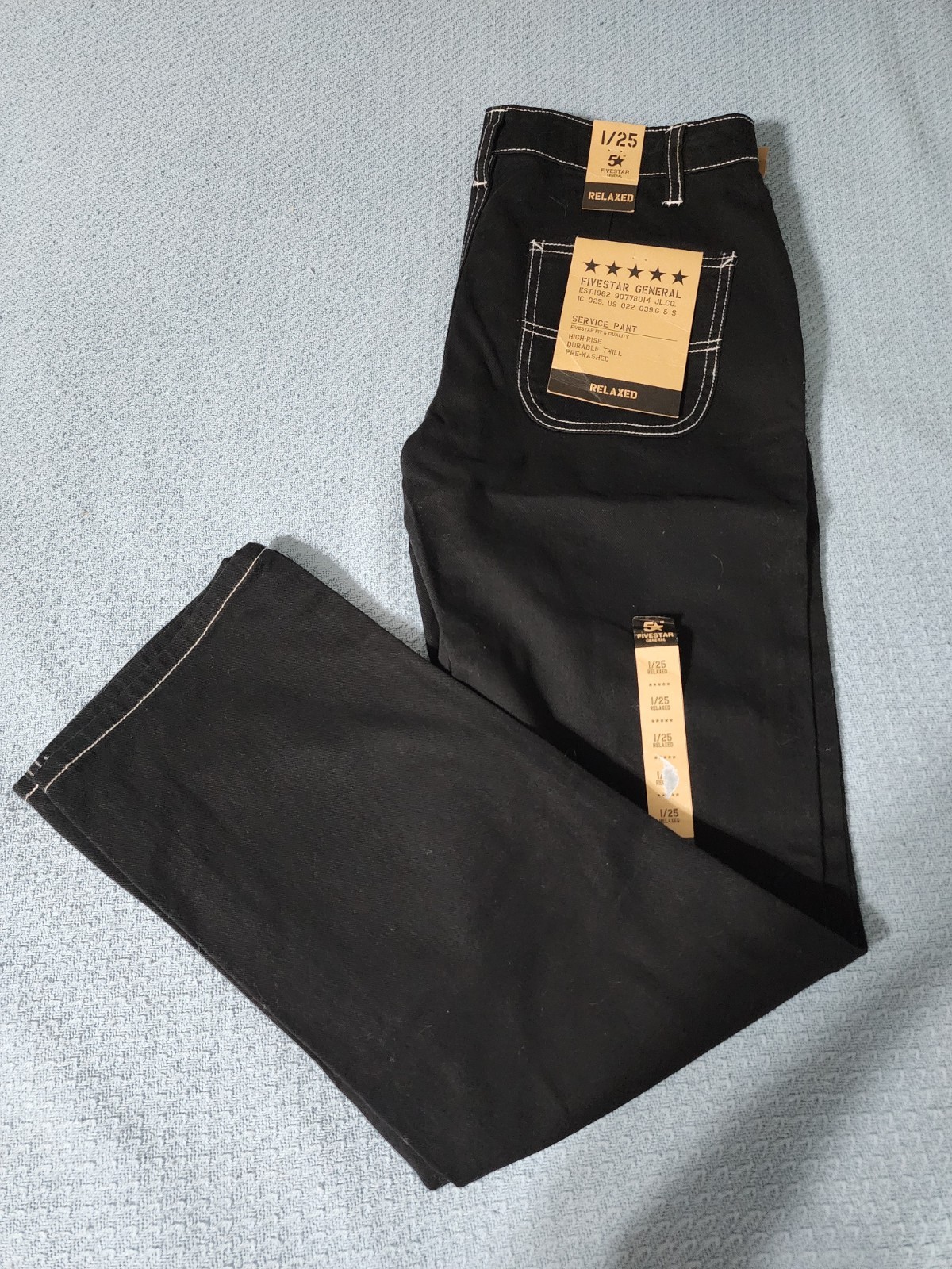 Five Star General High Rise Relaxed Fit Jeans 1/25, 30×30, Black,