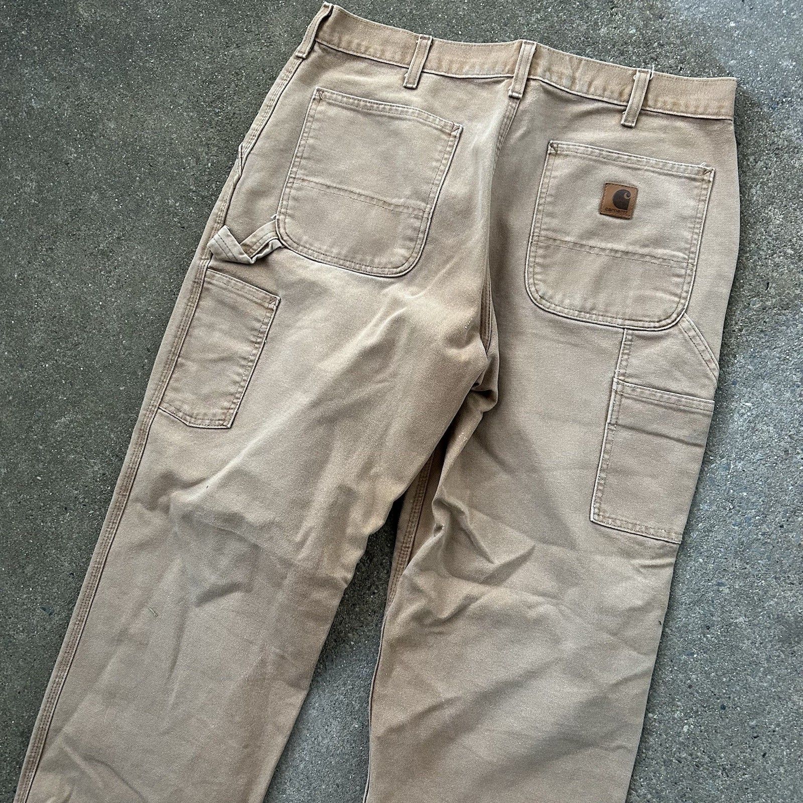 Vtg Carhartt Carpenter Work Sun Fade Pant 34 X 30 Canvas Light Distressed