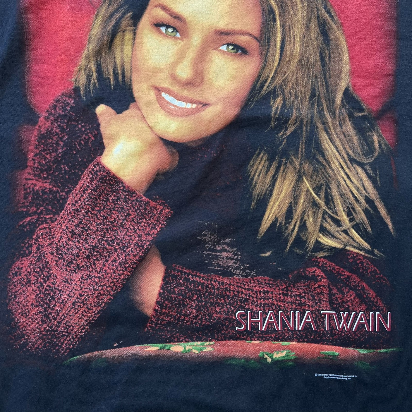 Vintage 1998 Shania Twain Black Band T-Shirt – Delta Pro Weight – Size Youth XL
