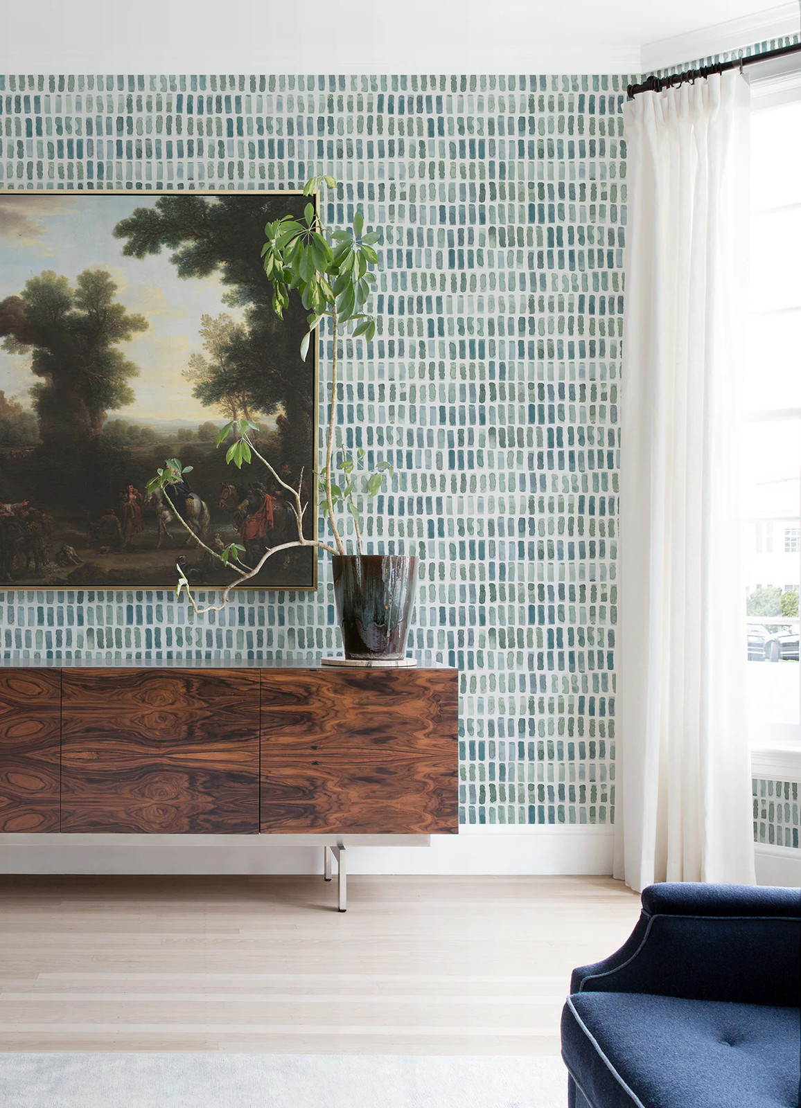 Scott Living 56.4-sq ft Green Non-woven Geometric Unpasted Wallpaper|16823