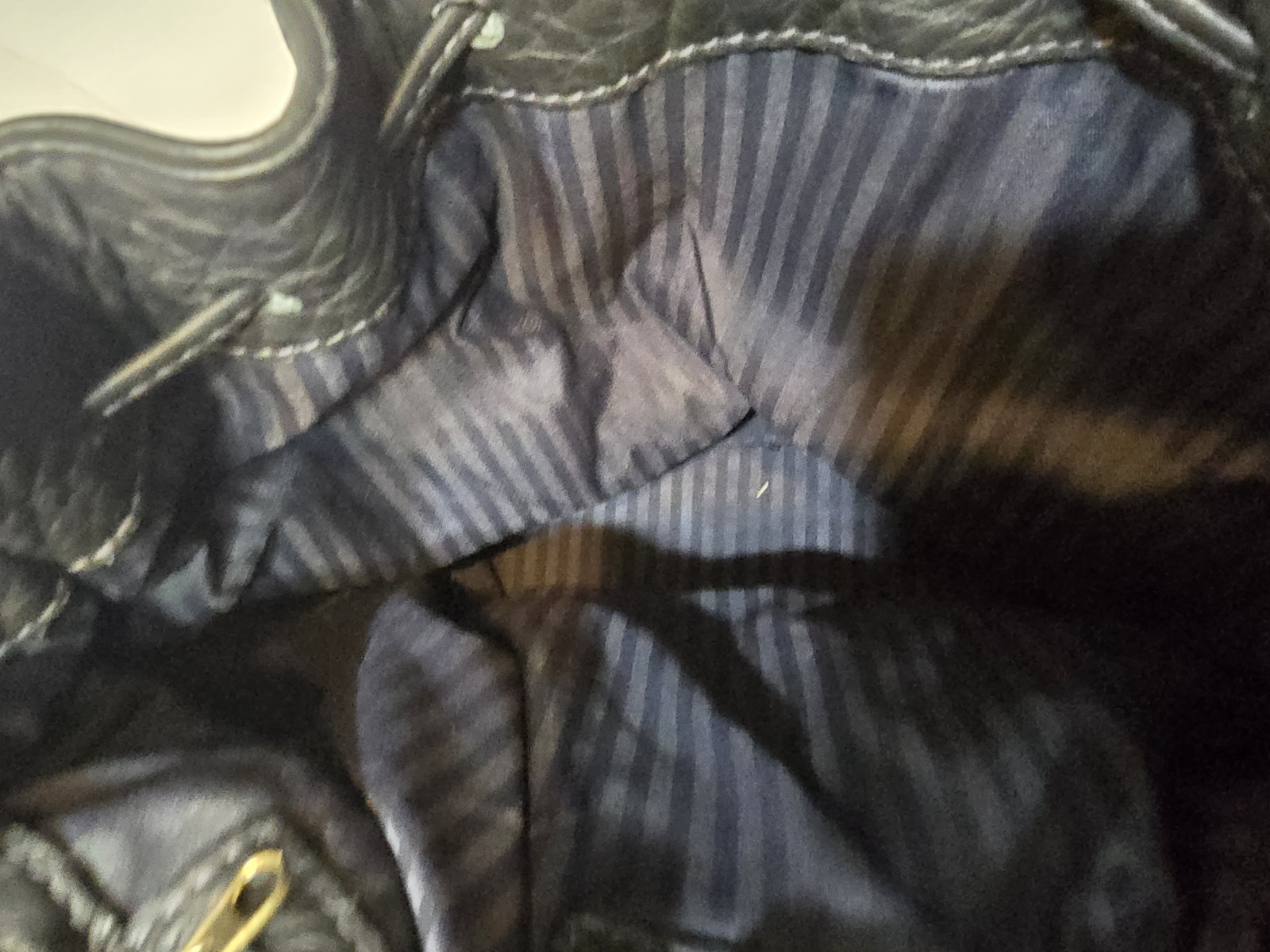 COACH Black Pebbled Backpack Drawstring, Gold Hardware Blue Lining