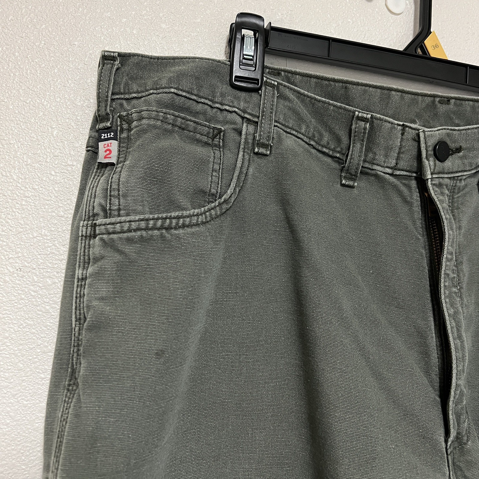 Carhartt FR Midweight Canvas Jean Mens 44×30 Green Pants CAT 2 Loose FRB159-MOS