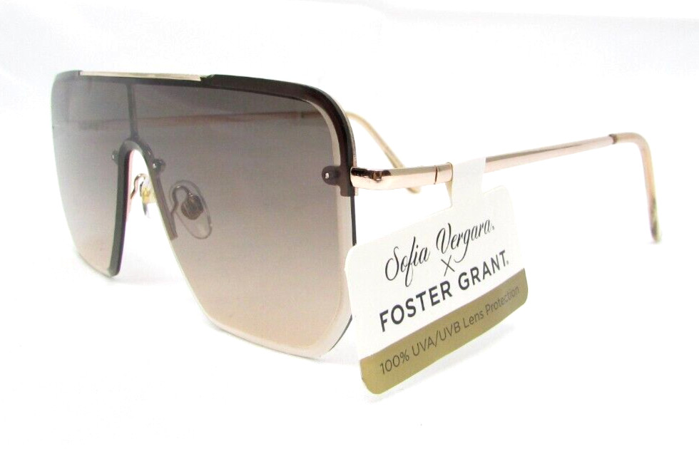 Sofia Vergara x Foster Grant Gold Sunglasses FSV 23 161 XL GL 100% UV Protection