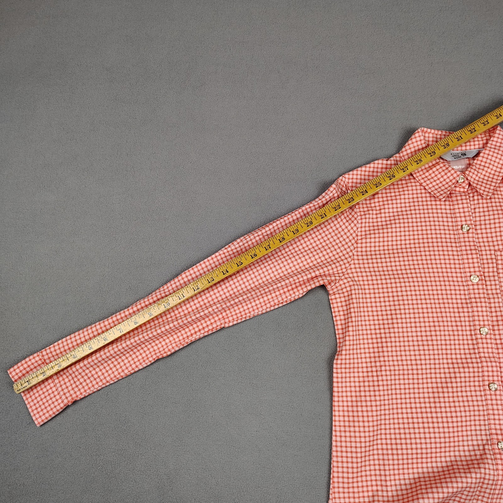 New Mountain Hardware Hiking Long Sleeve Shirt Women XS Coral Gingham Check $85