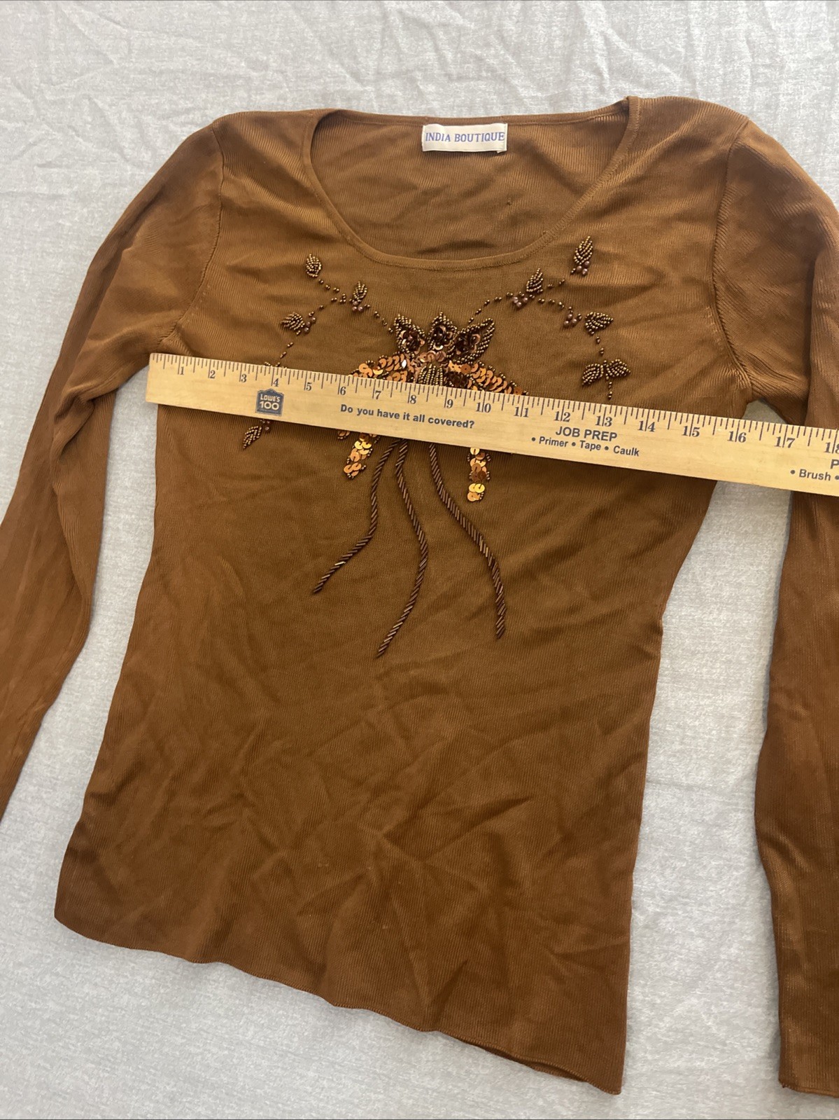 India Boutique Tunic Top Women’s One Size Brown Boho Hippie Pullover