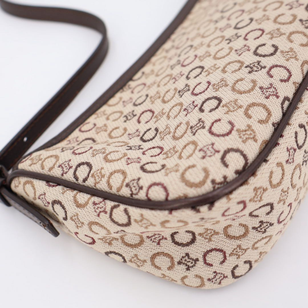 Authentic Celine C Macadam Canvas Leather Shoulder Bag P15731