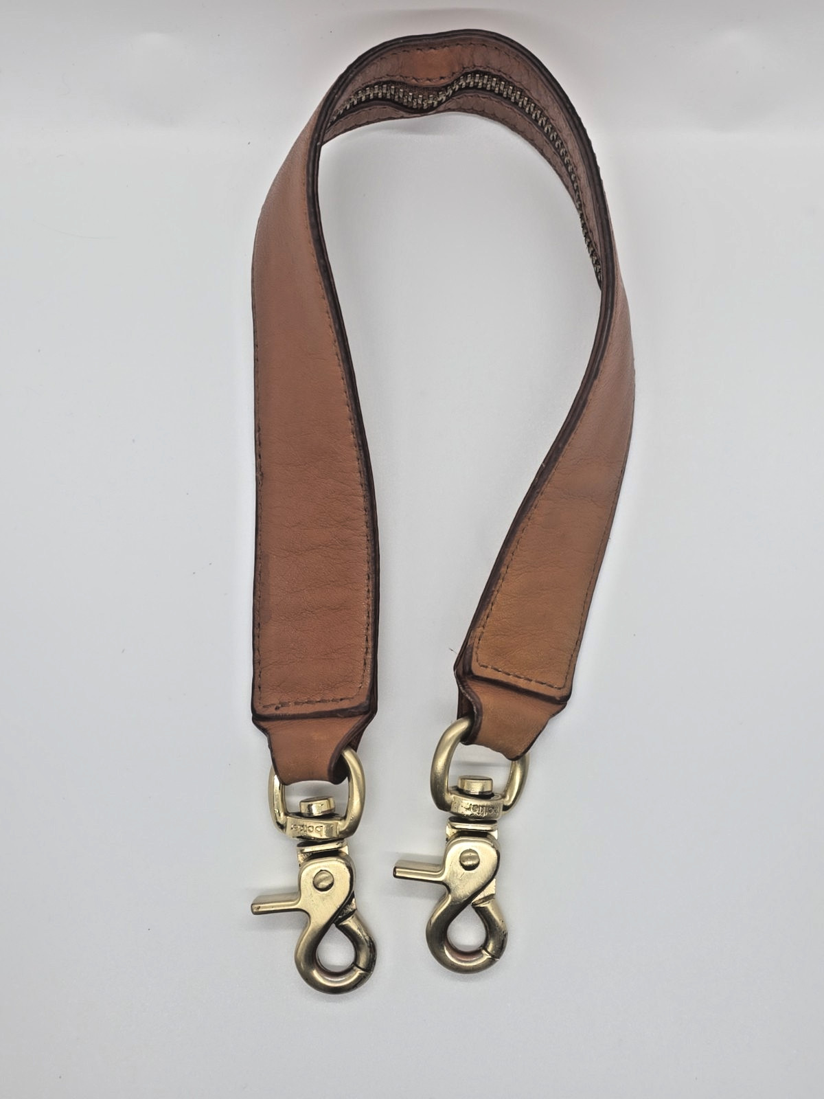 Botkier Tan Leather Zipper Accent Replacement Shoulder Strap Gold Tone Hardware