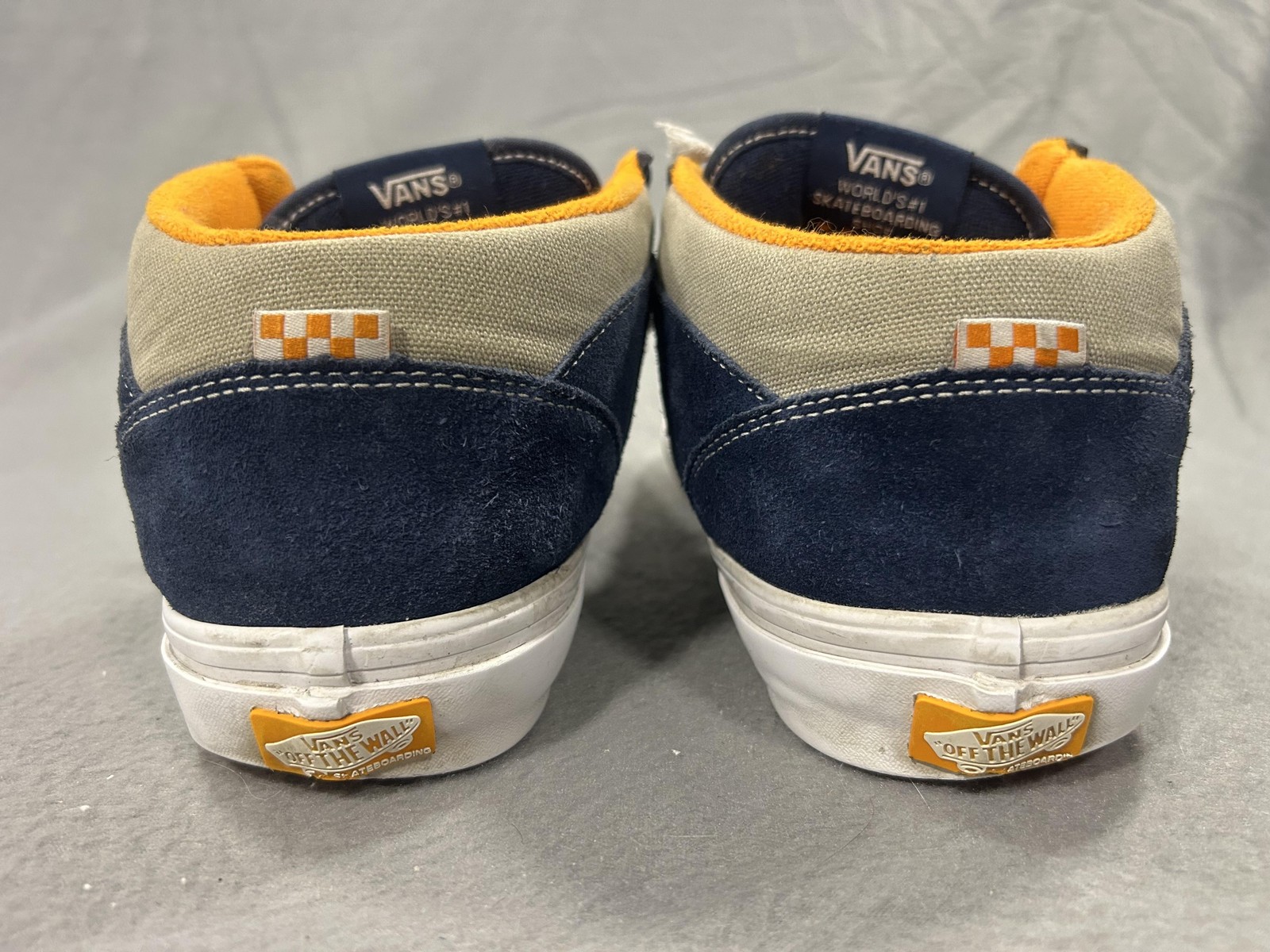 Vans Half Cab Shoes Mens Size 10 Blue Gray Suede Mid Top Skate Sneaker