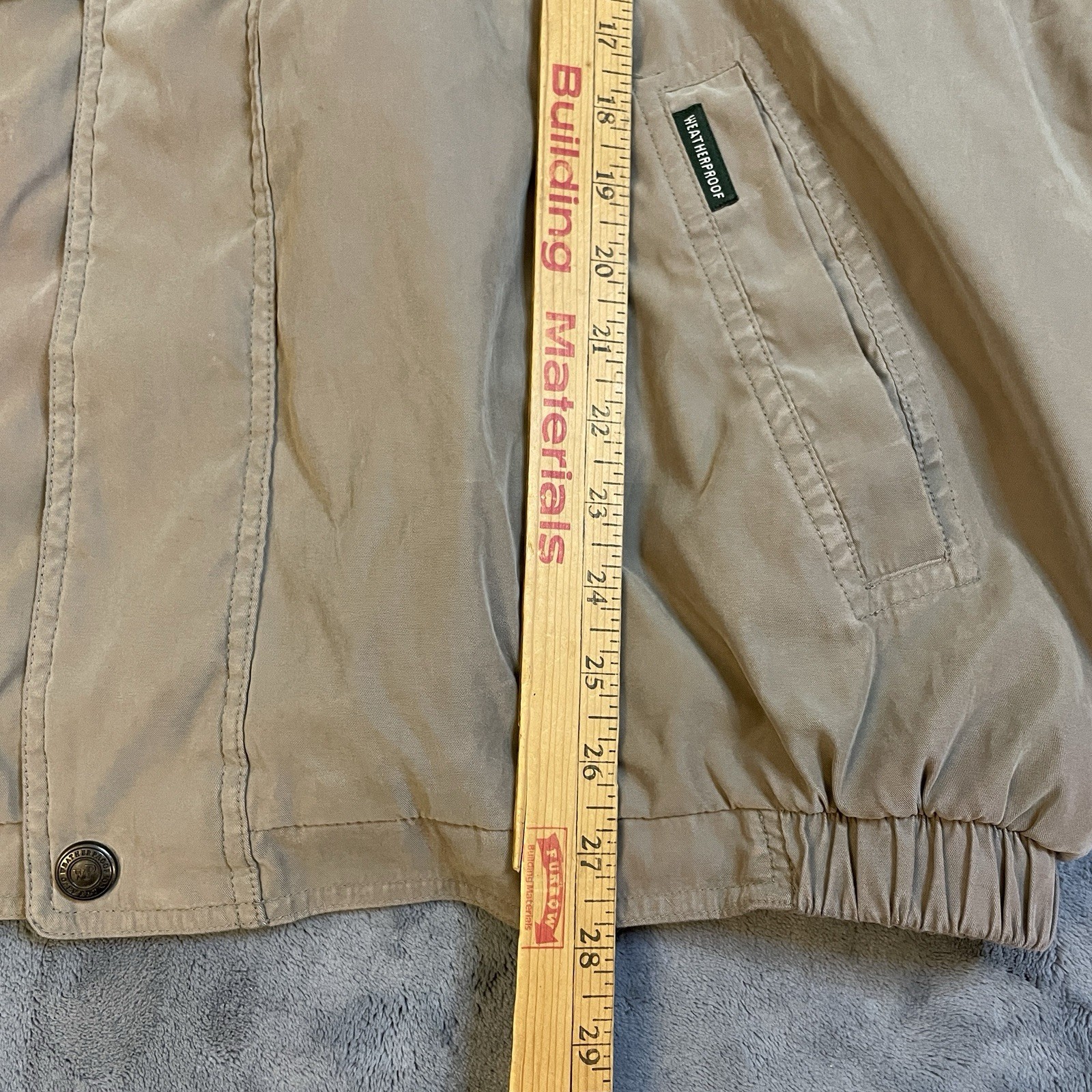Vintage Weatherproof Canvas Jacket Coat Men’s XL Beige/Tan Full Zip Hood Pockets