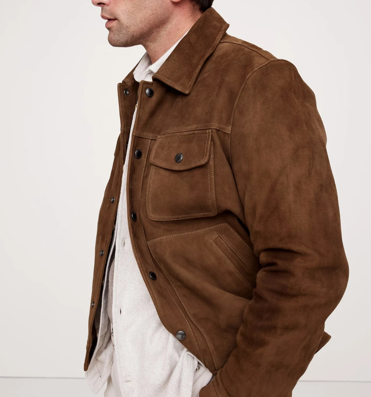 Mens Brown Leather Trucker Jacket Pure Suede Custom Made Size S M L XL 2XL 3XL
