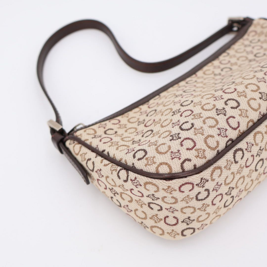 Authentic Celine C Macadam Canvas Leather Shoulder Bag P15731