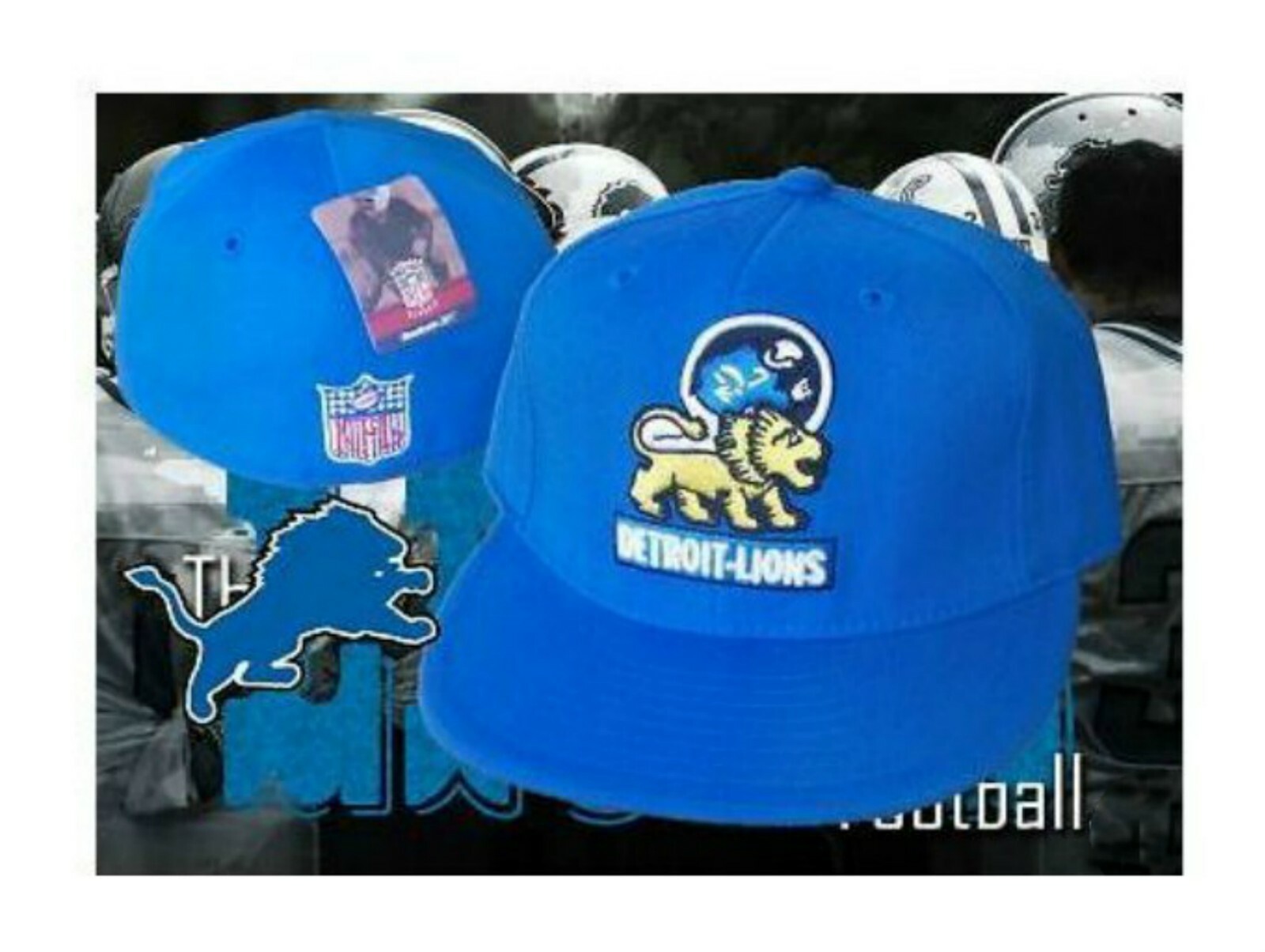 Reebok Detroit Lions Throwback Logo Fitted Hat Cap – Team Colors