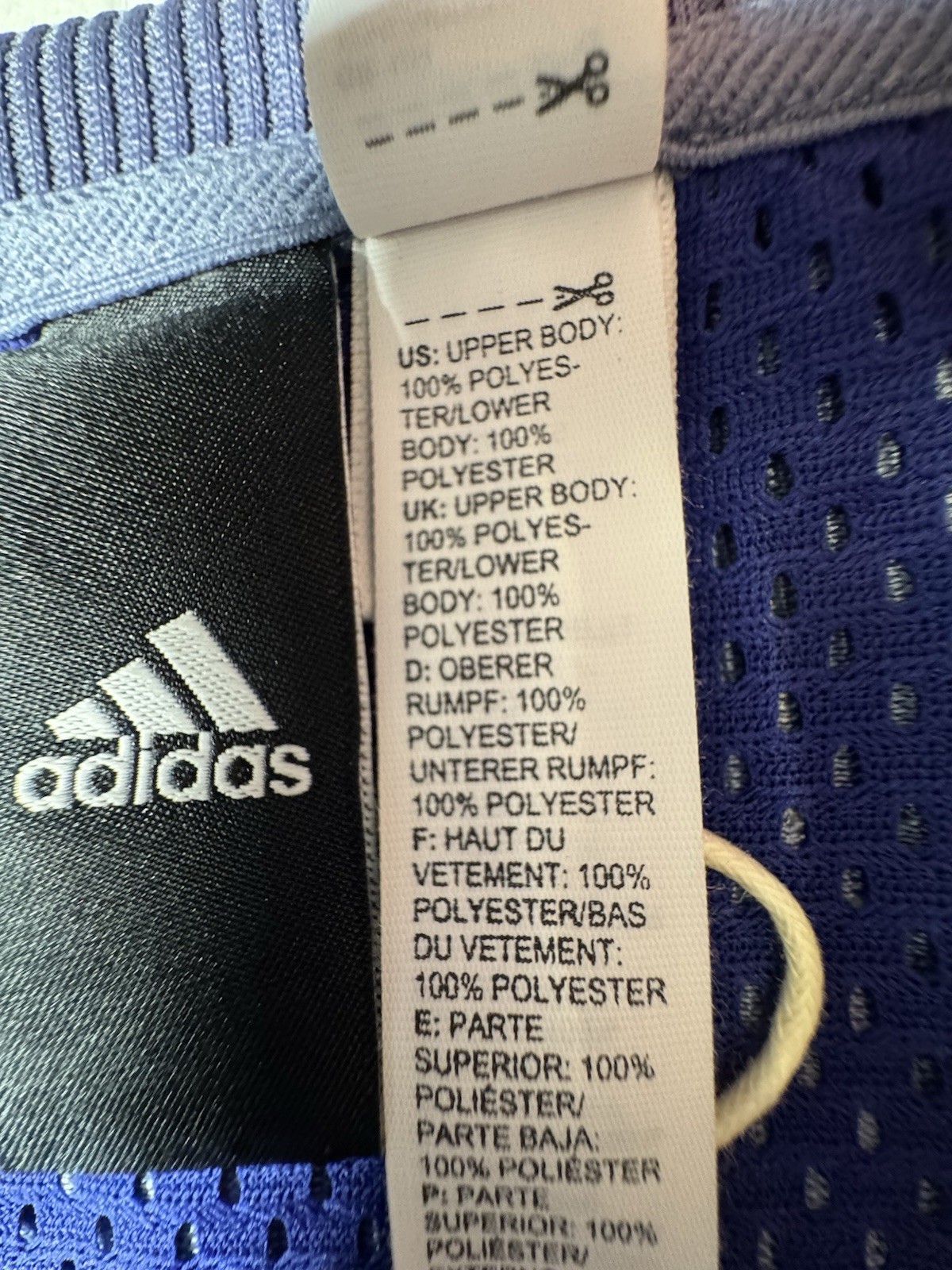 Pre Owned Excellent Adidas Mesh Crop Top Jersey 2 Layer Lavender Royal Blue Sz M