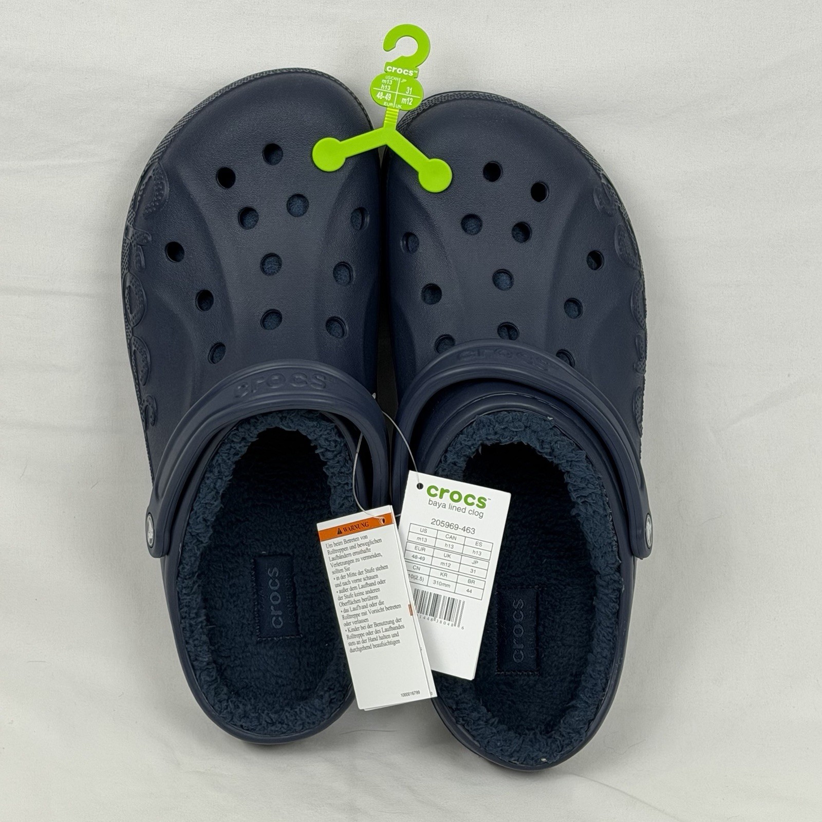 Crocs Classic Lined Baya Clogs Blue Men’s Size 13 New 205969-463