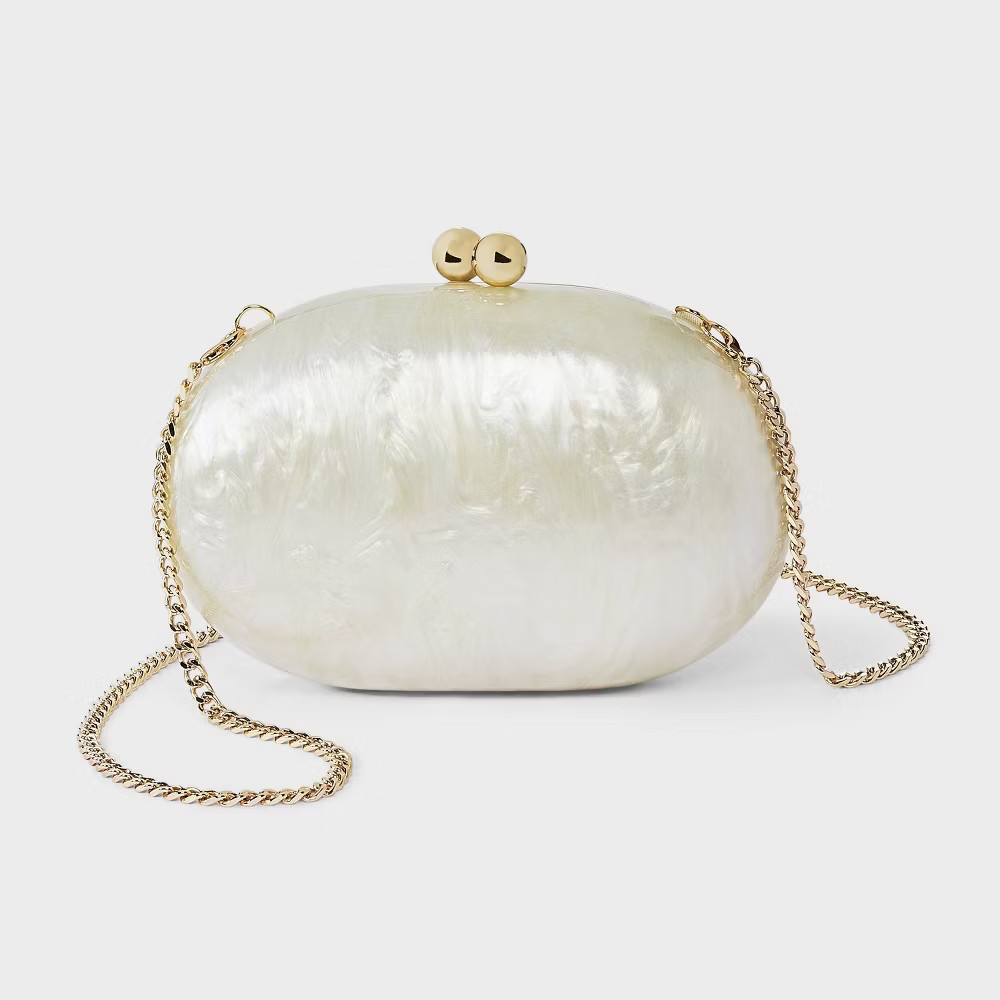 Acrylic Marbled Kiss Lock Minaudiere Clutch – A New Day White